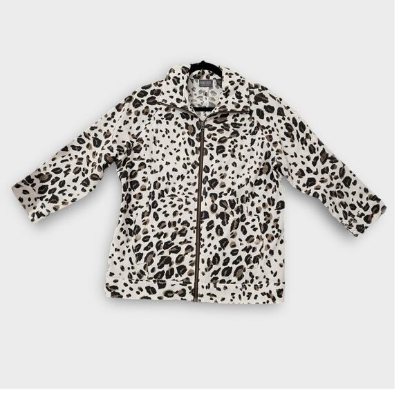 Additions by Chico's Leopard Print Full Zip Light Jacket Women Chico 1 Sz M/8 - Picture 5 of 11
